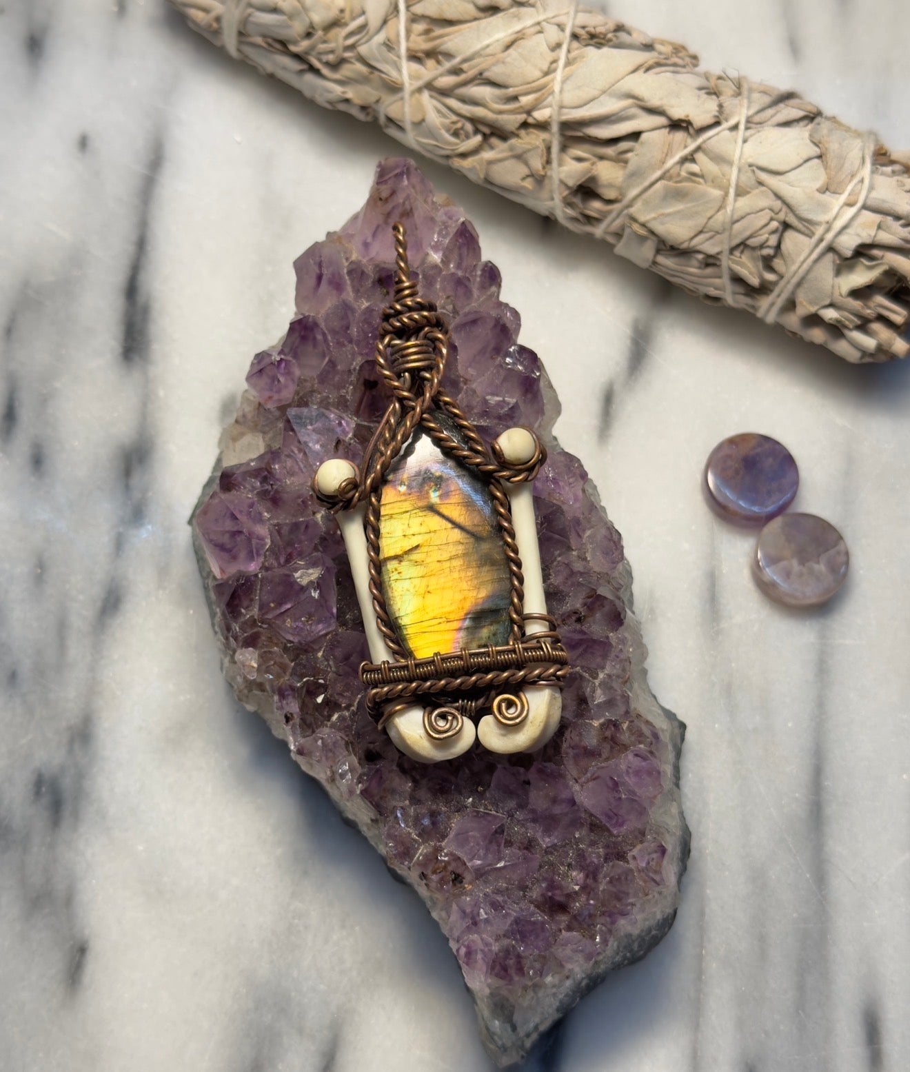Labradorite with Bone Accents