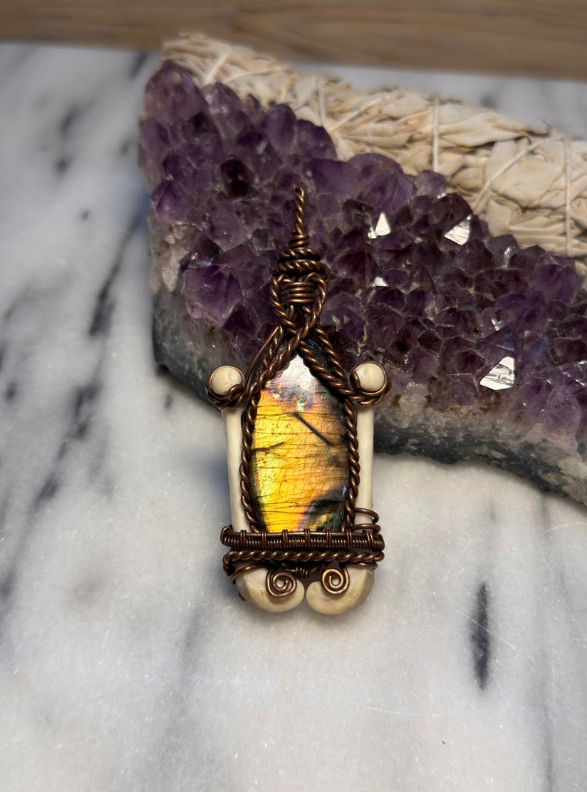 Labradorite with Bone Accents