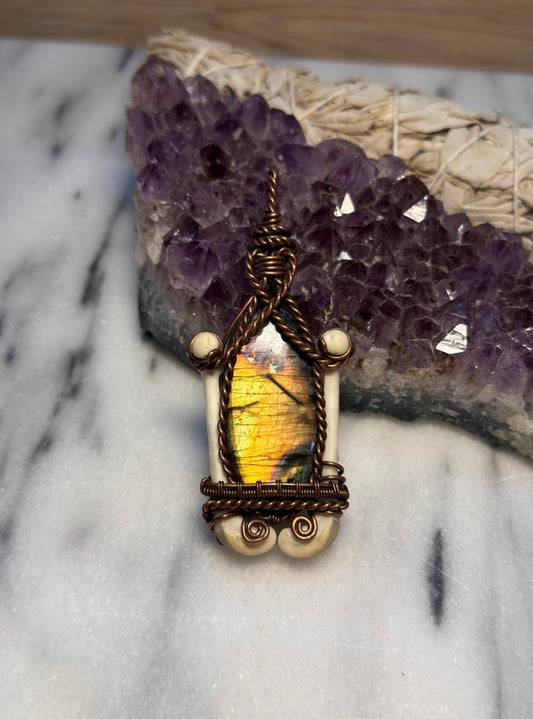Labradorite with Bone Accents