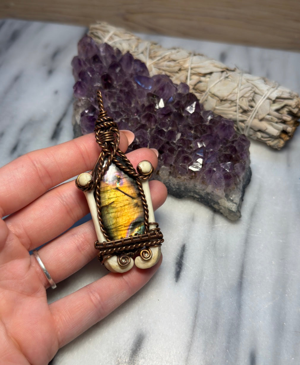 Labradorite with Bone Accents