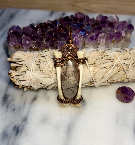 Rutile Quartz with Bone Accents